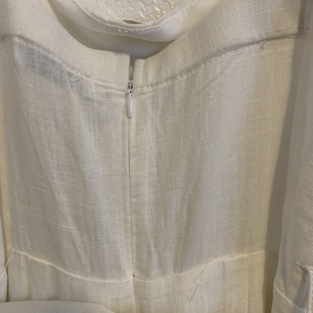 Lilyful Woman's Small White Strappy Cotton Ankle Length Romper Jumper Jumpsuit - Picture 7 of 8